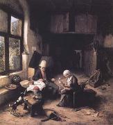 Ostade, Adriaen van Interior of a Peasant's Cottage (mk25 oil painting artist